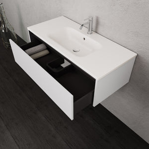 Inda - Mobile bagno L.100 con lavabo opaco / Bianco lucido 1 cassetto - Smeraldo