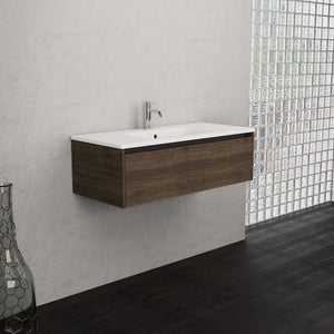 Inda - Mobile bagno L.100 con lavabo opaco / Rovere castano 1 cassetto - Smeraldo
