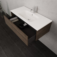 Inda - Mobile bagno L.100 con lavabo opaco / Rovere castano 1 cassetto - Smeraldo