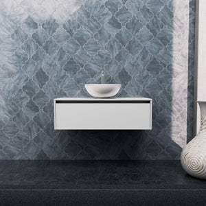 Inda - Mobile bagno L.100 con lavabo in appoggio / Bianco opaco 1 cassetto - Smeraldo