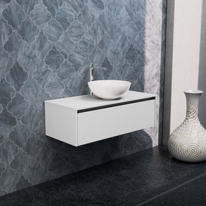 Inda - Mobile bagno L.100 con lavabo in appoggio / Bianco opaco 1 cassetto - Smeraldo