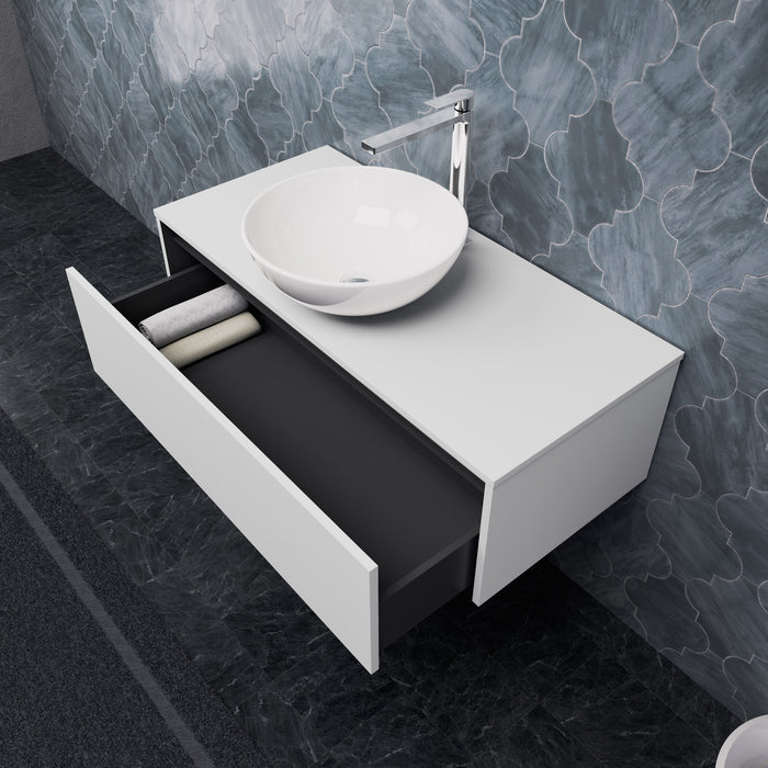 Inda - Mobile bagno L.100 con lavabo in appoggio / Bianco opaco 1 cassetto - Smeraldo