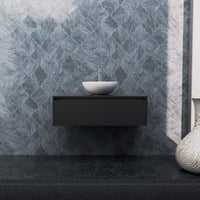 Inda - Mobile bagno L.100 con lavabo in appoggio / Nero opaco 1 cassetto - Smeraldo