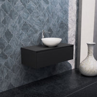 Inda - Mobile bagno L.100 con lavabo in appoggio / Nero opaco 1 cassetto - Smeraldo