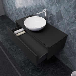 Inda - Mobile bagno L.100 con lavabo in appoggio / Nero opaco 1 cassetto - Smeraldo