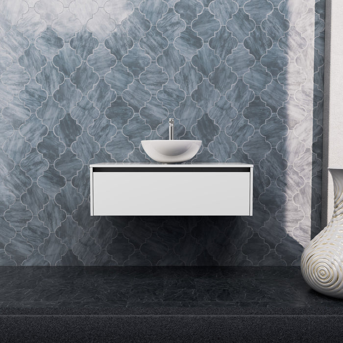 Inda - Mobile bagno L.100 con lavabo in appoggio / Bianco lucido 1 cassetto - Smeraldo