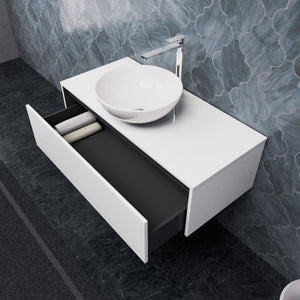 Inda - Mobile bagno L.100 con lavabo in appoggio / Bianco lucido 1 cassetto - Smeraldo