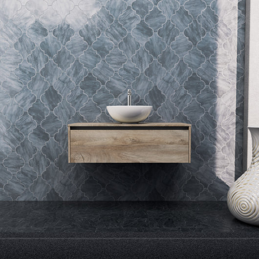 Inda - Mobile bagno L.100 con lavabo in appoggio / Rovere naturale 1 cassetto - Smeraldo