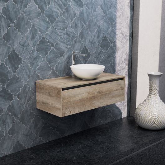 Inda - Mobile bagno L.100 con lavabo in appoggio / Rovere naturale 1 cassetto - Smeraldo