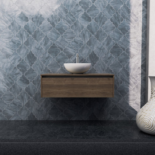 Inda - Mobile bagno L.100 con lavabo in appoggio / Rovere castano 1 cassetto - Smeraldo