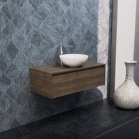 Inda - Mobile bagno L.100 con lavabo in appoggio / Rovere castano 1 cassetto - Smeraldo