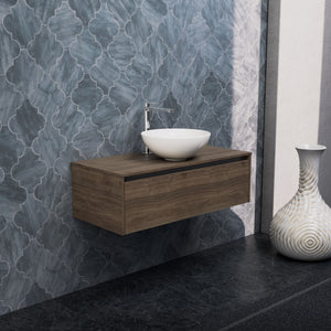 Inda - Mobile bagno L.100 con lavabo in appoggio / Rovere castano 1 cassetto - Smeraldo