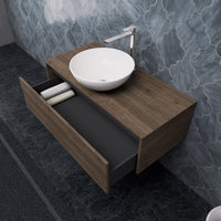 Inda - Mobile bagno L.100 con lavabo in appoggio / Rovere castano 1 cassetto - Smeraldo