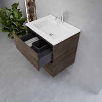 Inda - Mobile bagno L.60 con lavabo lucido / Rovere castano 2 cassetti - Smeraldo