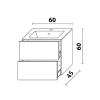Inda - Mobile bagno L.60 con lavabo opaco / Bianco opaco 2 cassetti - Smeraldo