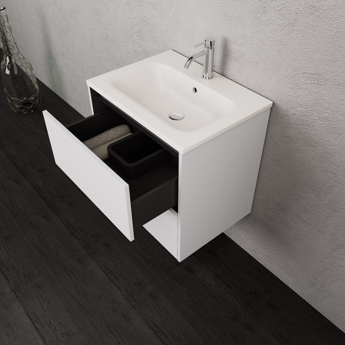 Inda - Mobile bagno L.60 con lavabo opaco / Bianco opaco 2 cassetti - Smeraldo