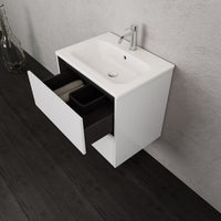 Inda - Mobile bagno L.60 con lavabo opaco / Bianco lucido 2 cassetti - Smeraldo