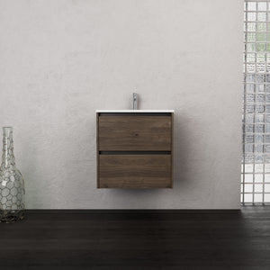 Inda - Mobile bagno L.60 con lavabo opaco / Rovere castano 2 cassetti - Smeraldo