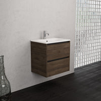 Inda - Mobile bagno L.60 con lavabo opaco / Rovere castano 2 cassetti - Smeraldo