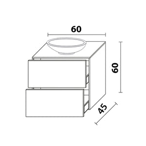 Inda - Mobile bagno L.60 con lavabo in appoggio / Bianco opaco 2 cassetti - Smeraldo