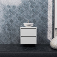 Inda - Mobile bagno L.60 con lavabo in appoggio / Bianco opaco 2 cassetti - Smeraldo