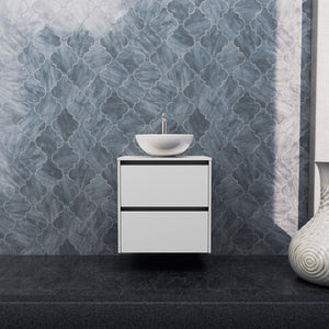 Inda - Mobile bagno L.60 con lavabo in appoggio / Bianco opaco 2 cassetti - Smeraldo