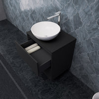 Inda - Mobile bagno L.60 con lavabo in appoggio / Nero opaco 2 cassetti - Smeraldo