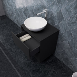 Inda - Mobile bagno L.60 con lavabo in appoggio / Nero opaco 2 cassetti - Smeraldo