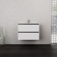 Inda - Mobile bagno L.80 con lavabo opaco / Bianco lucido 2 cassetti - Smeraldo