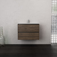 Inda - Mobile bagno L.80 con lavabo opaco / Rovere castano 2 cassetti - Smeraldo