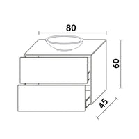 Inda - Mobile bagno L.80 con lavabo in appoggio / Bianco opaco 2 cassetti - Smeraldo