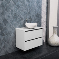 Inda - Mobile bagno L.80 con lavabo in appoggio / Bianco opaco 2 cassetti - Smeraldo