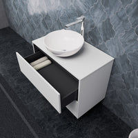 Inda - Mobile bagno L.80 con lavabo in appoggio / Bianco opaco 2 cassetti - Smeraldo