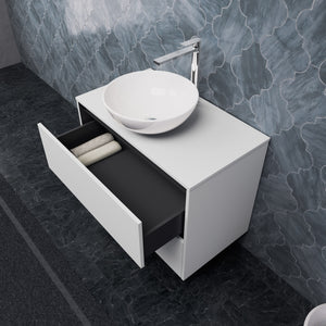 Inda - Mobile bagno L.80 con lavabo in appoggio / Bianco opaco 2 cassetti - Smeraldo