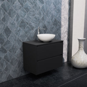 Inda - Mobile bagno L.80 con lavabo in appoggio / Nero opaco 2 cassetti - Smeraldo