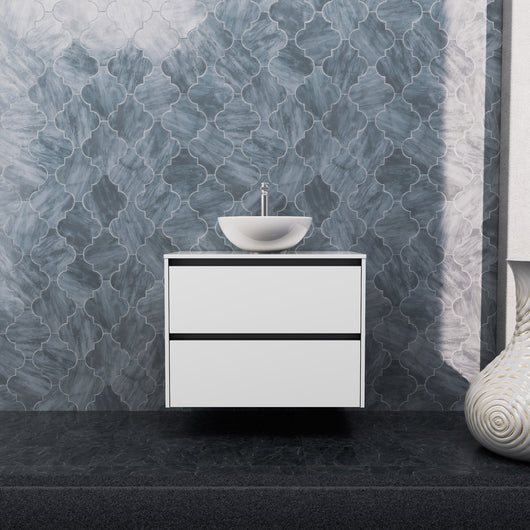 Inda - Mobile bagno L.80 con lavabo in appoggio / Bianco lucido 2 cassetti - Smeraldo