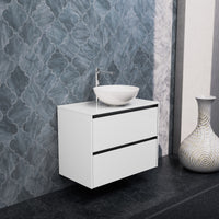 Inda - Mobile bagno L.80 con lavabo in appoggio / Bianco lucido 2 cassetti - Smeraldo