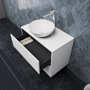 Inda - Mobile bagno L.80 con lavabo in appoggio / Bianco lucido 2 cassetti - Smeraldo