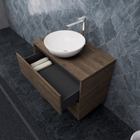 Inda - Mobile bagno L.80 con lavabo in appoggio / Rovere castano 2 cassetti - Smeraldo