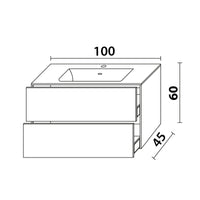 Inda - Mobile bagno L.100 con lavabo lucido / Bianco opaco 2 cassetti - Smeraldo