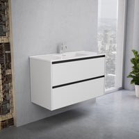 Inda - Mobile bagno L.100 con lavabo lucido / Bianco opaco 2 cassetti - Smeraldo