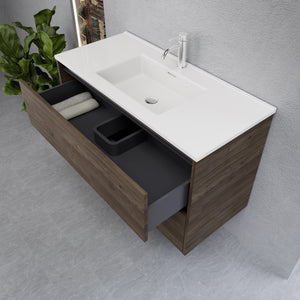 Inda - Mobile bagno L.100 con lavabo lucido / Rovere castano 2 cassetti - Smeraldo