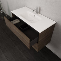 Inda - Mobile bagno L.100 con lavabo opaco / Rovere castano 2 cassetti - Smeraldo