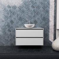 Inda - Mobile bagno L.100 con lavabo in appoggio / Bianco opaco 2 cassetti - Smeraldo