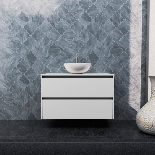 Inda - Mobile bagno L.100 con lavabo in appoggio / Bianco opaco 2 cassetti - Smeraldo