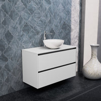 Inda - Mobile bagno L.100 con lavabo in appoggio / Bianco opaco 2 cassetti - Smeraldo