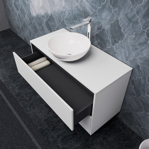 Inda - Mobile bagno L.100 con lavabo in appoggio / Bianco opaco 2 cassetti - Smeraldo
