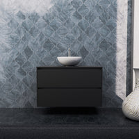 Inda - Mobile bagno L.100 con lavabo in appoggio / Nero opaco 2 cassetti - Smeraldo