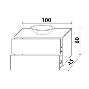 Inda - Mobile bagno L.100 con lavabo in appoggio / Bianco lucido 2 cassetti - Smeraldo