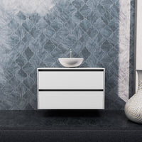 Inda - Mobile bagno L.100 con lavabo in appoggio / Bianco lucido 2 cassetti - Smeraldo